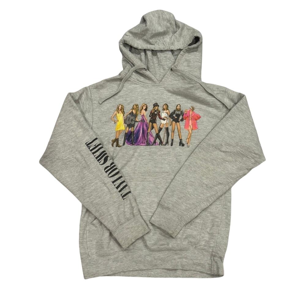 Taylor Swift Eras Tour Hoodie Womens S Gray Graphic Pullover Concert Merch